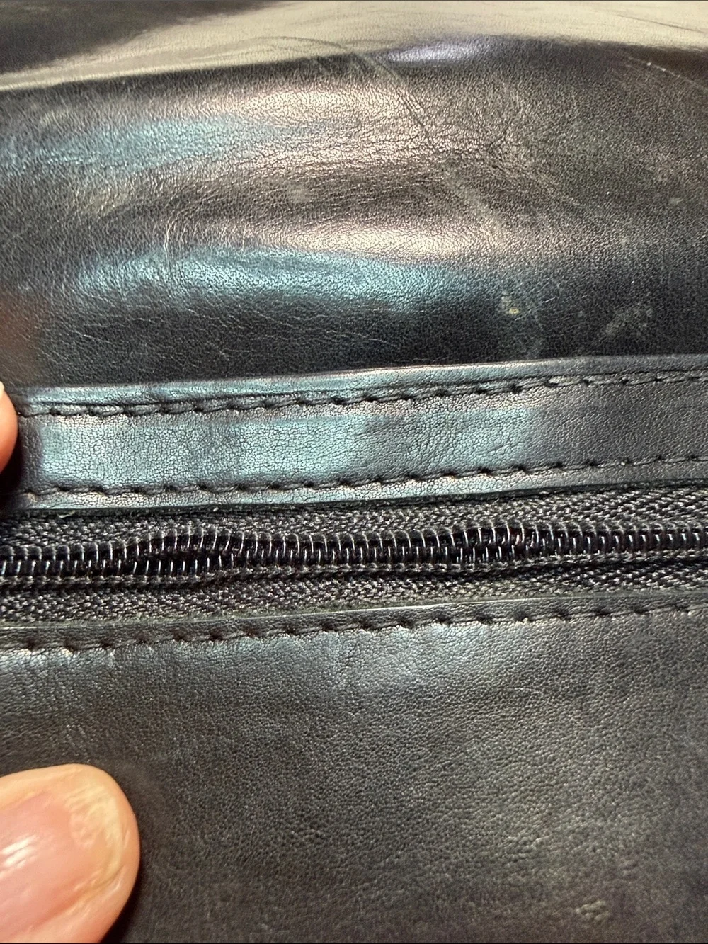Black Leather Trifold Wallet with ID Window